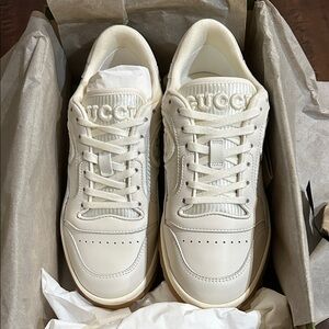 Gucci Mac80 Fabric Leather Low-top Sneakers Women's Off-white 747954